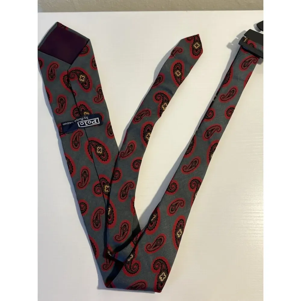 Vintage Polo Ralph Lauren Neiman Marcus Italian Silk Neck Tie (2) Handmade USA